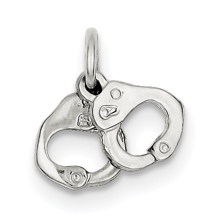 11mm x 17mm Solid 925 Sterling Silver Handcuffs Charm Pendant